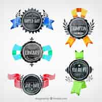 Vector gratuito set de medallas de acuarela