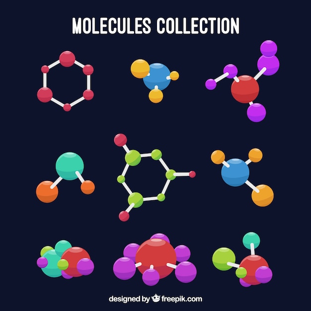 Vector gratuito set de moléculas de colores