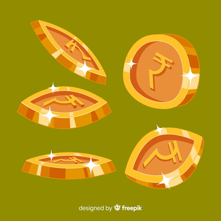 Vector gratuito set de monedas rupias indias