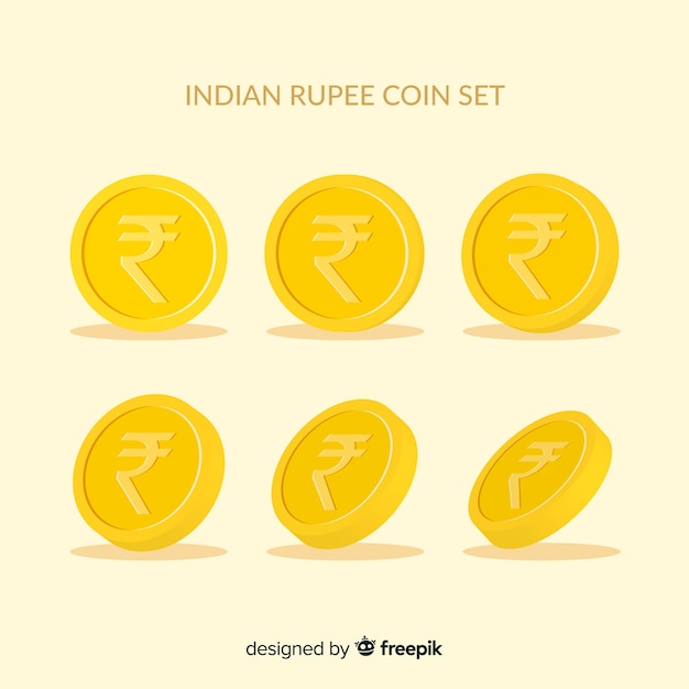 Vector gratuito set de monedas rupias indias