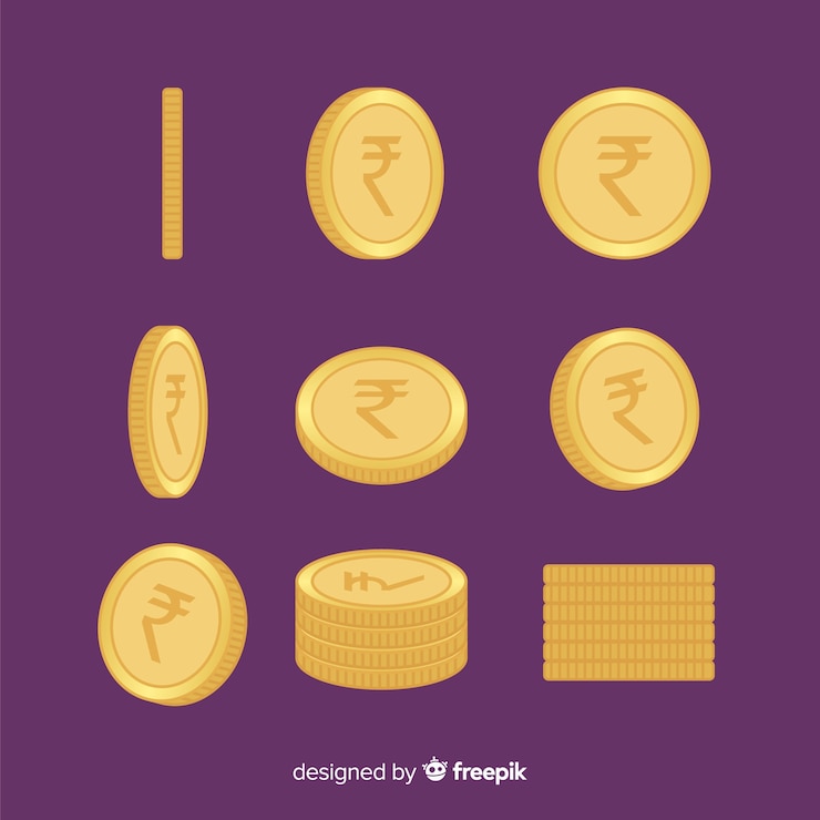 Vector gratuito set de monedas de rupias indias