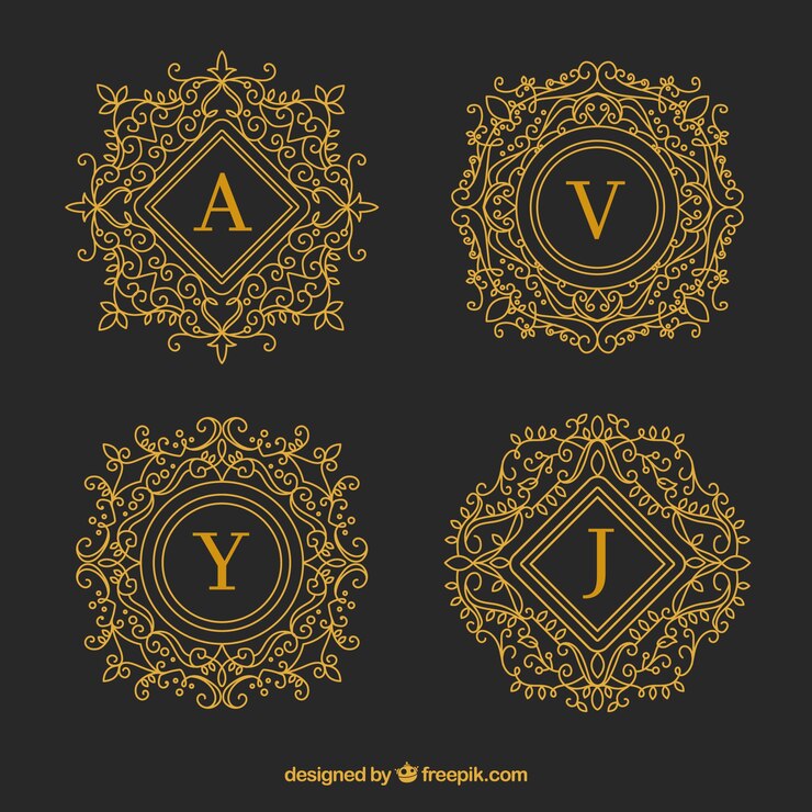 Vector gratuito set de monogramas decorativos dorados 