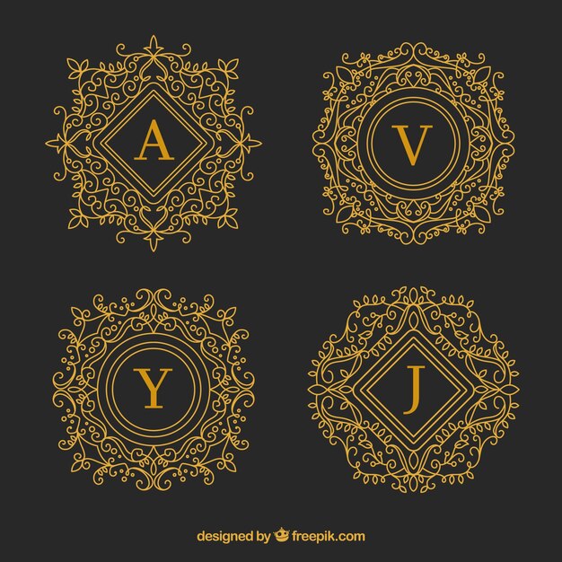Set de monogramas decorativos dorados