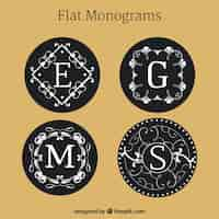 Vector gratuito set de monogramas en diseño plano