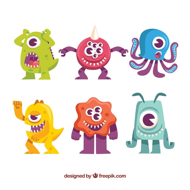 Set de monstruos coloridos