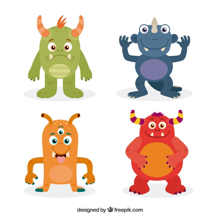 Vector gratuito set de monstruos coloridos
