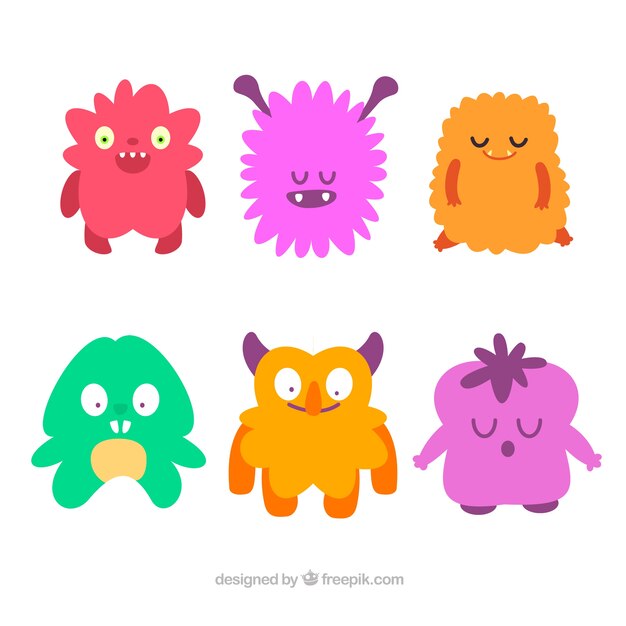 Set de monstruos graciosos en estilo hecho a mano