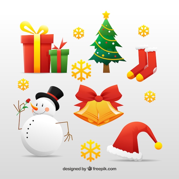 Set de muñeco de nieve con elementos de navidad