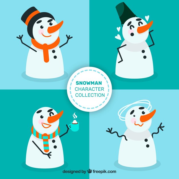Set de muñecos de nieve con expresiones