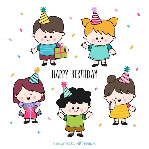 Vector gratuito set niños cumpleaños