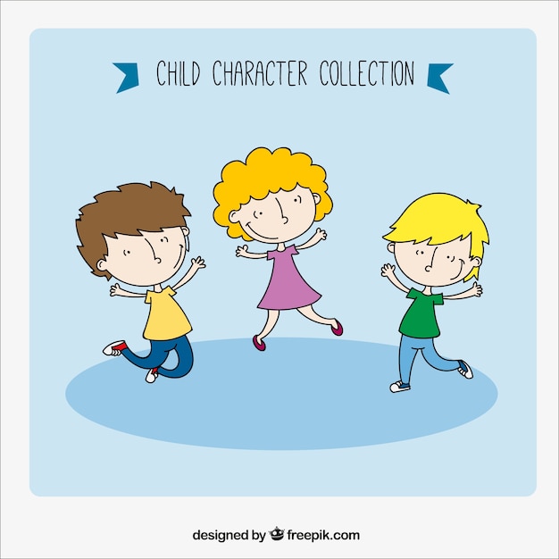 Set de niños felices dibujados a mano 