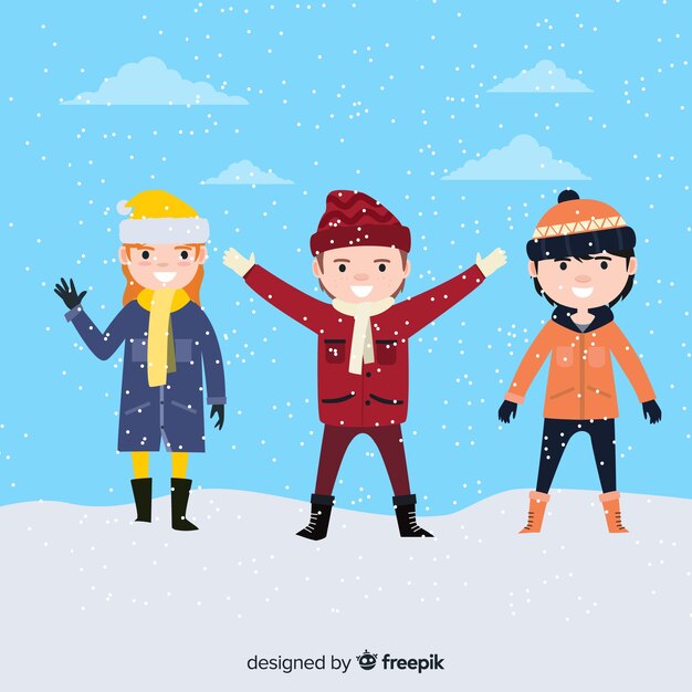 Set de niños en invierno