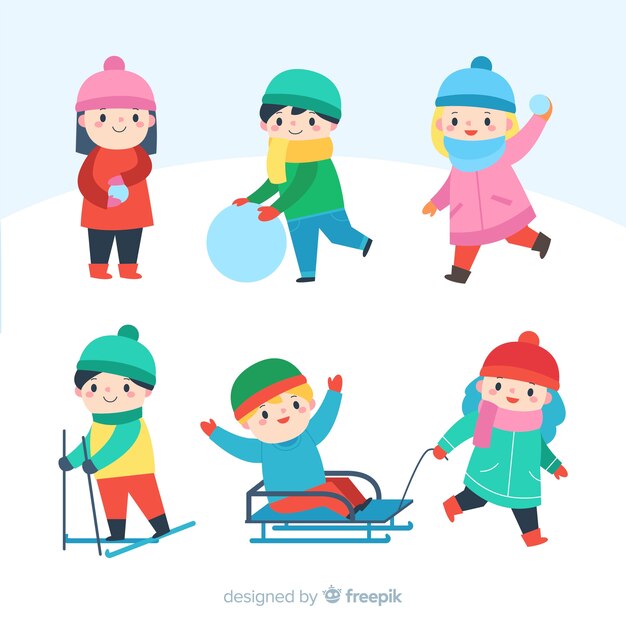 Set de niños en invierno