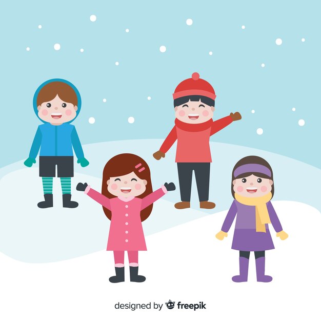 Set de niños en invierno