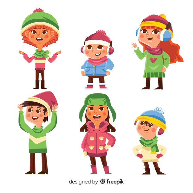 Set de niños en invierno