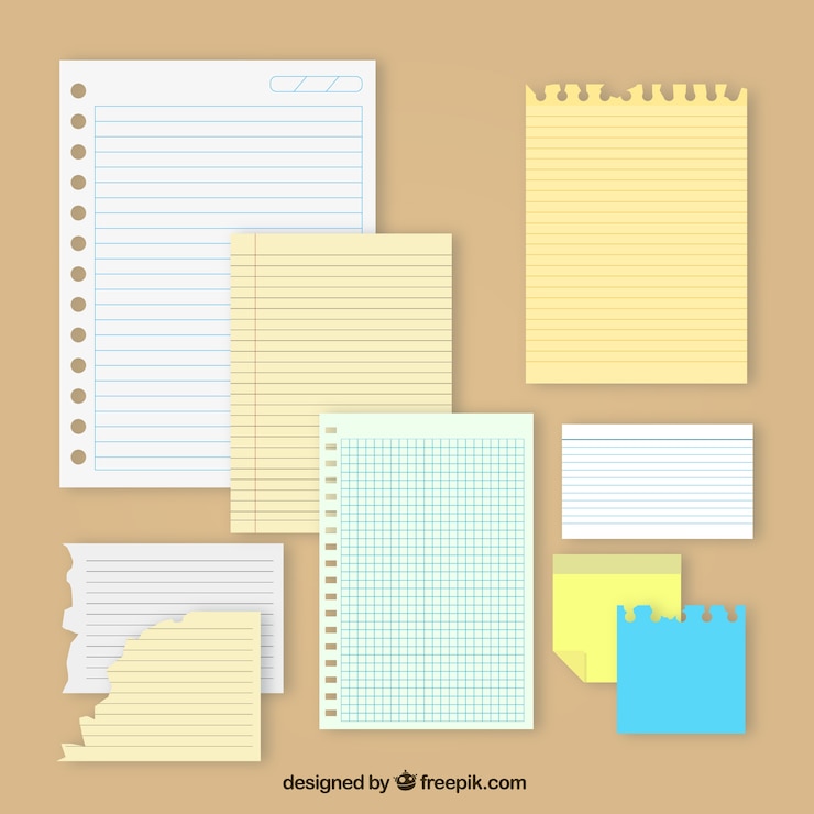 Vector gratuito set de notas recordatorias con diferentes diseños