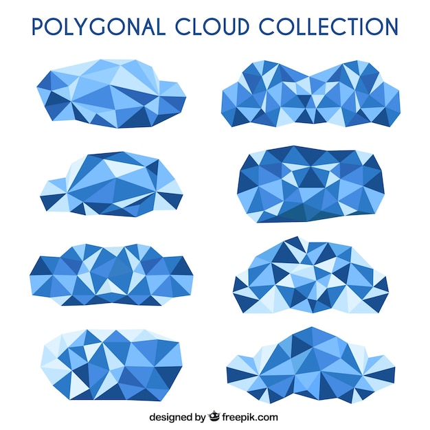 Vector gratuito set de nubes azules poligonales