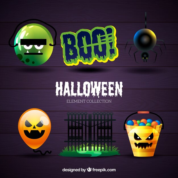Set de objetos realistas de halloween
