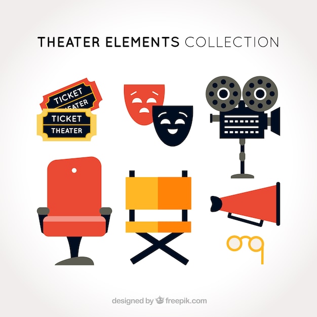 Vector gratuito set de objetos de teatro planos