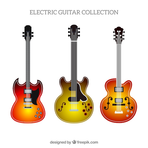 Vector gratuito set of colored electric guitars