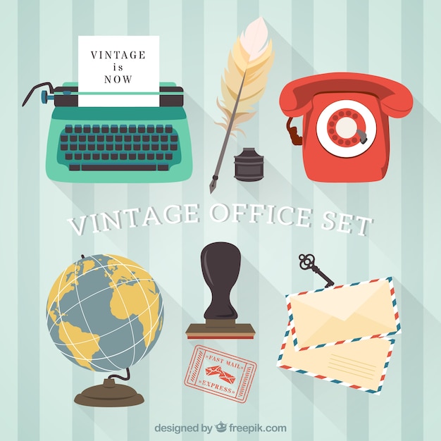 Vector gratuito set de oficina vintage