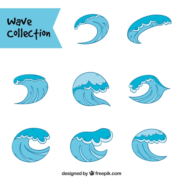 Vector gratuito set de olas abstractas dibujadas a mano