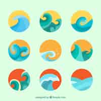 Vector gratuito set de olas en diseño plano