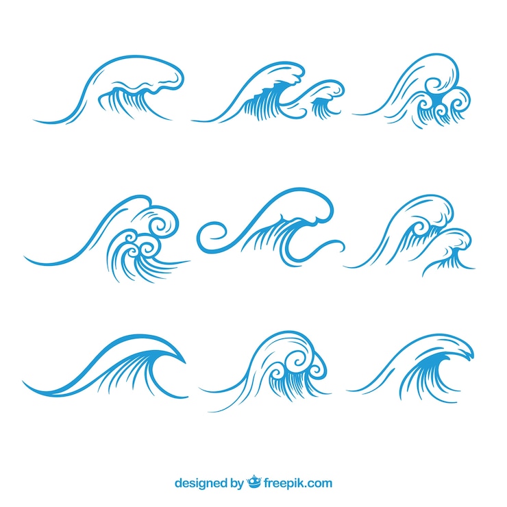 Vector gratuito set de olas oceánicas