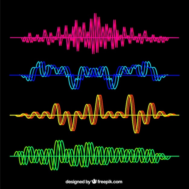 Vector gratuito set de ondas de sonido coloridas