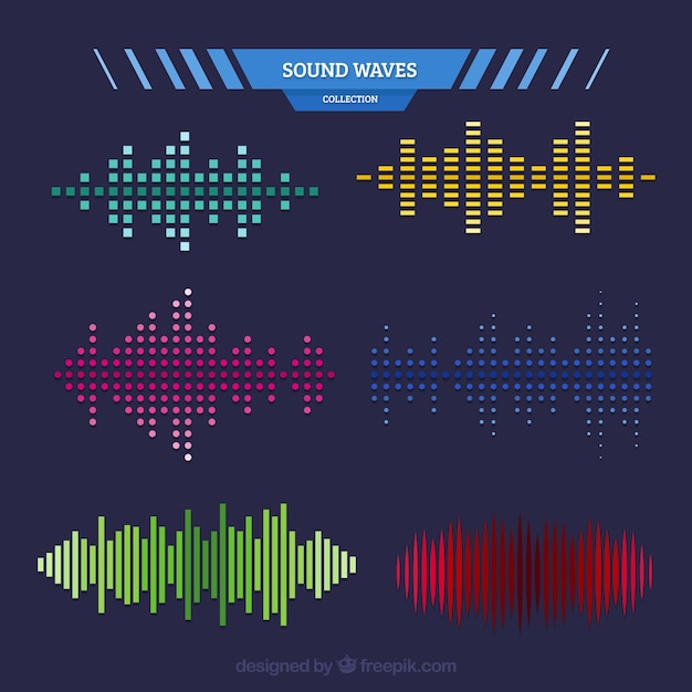 Vector gratuito set de ondas de sonido de diferentes formas