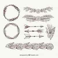 Vector gratuito set de ornamentos boho