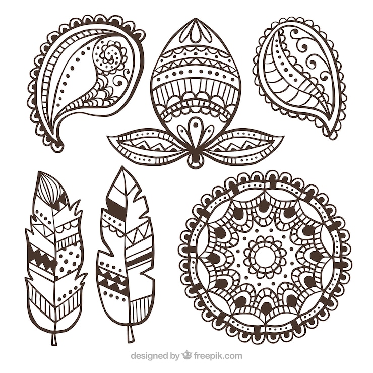 Vector gratuito set de ornamentos boho