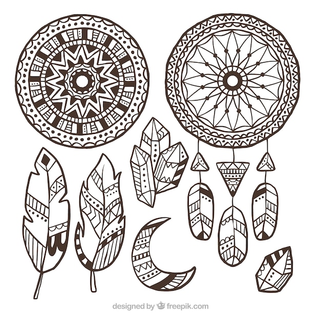 Vector gratuito set de ornamentos boho