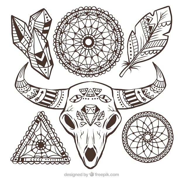 Vector gratuito set de ornamentos boho