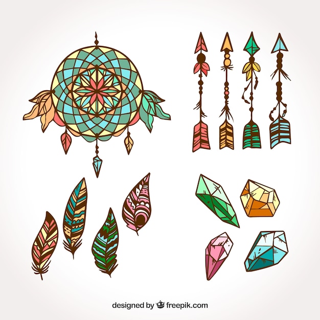 Vector gratuito set de ornamentos boho