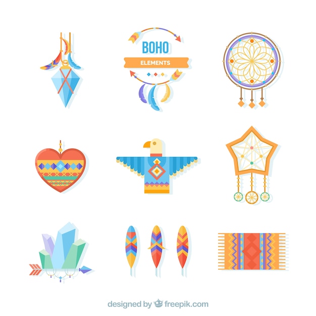 Vector gratuito set de ornamentos boho