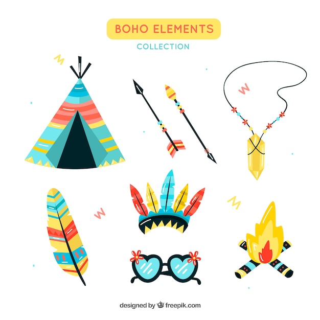 Vector gratuito set de ornamentos boho