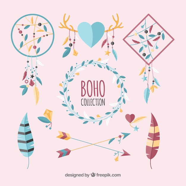 Vector gratuito set de ornamentos boho