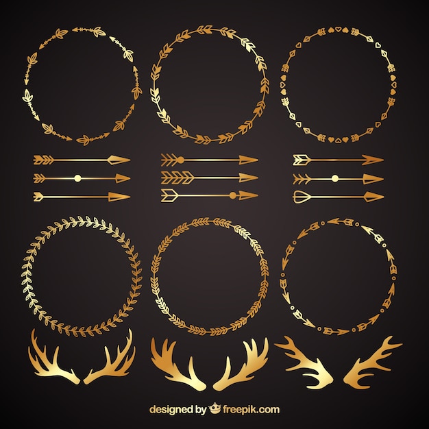 Vector gratuito set de ornamentos boho