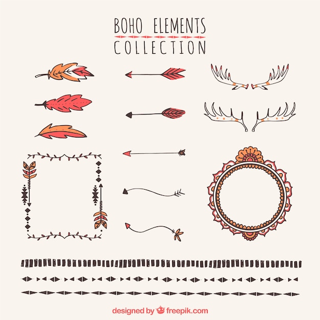 Vector gratuito set de ornamentos boho