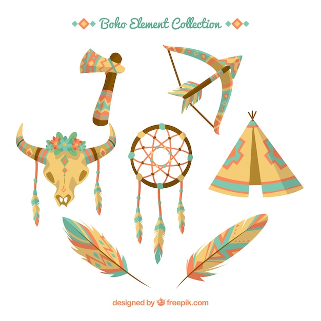 Vector gratuito set de ornamentos boho