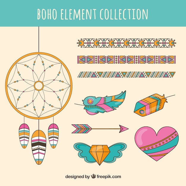 Vector gratuito set de ornamentos boho