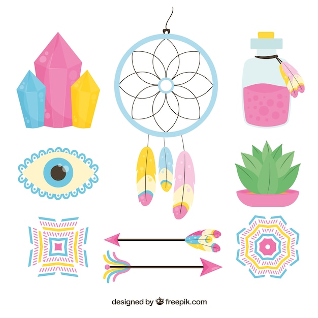 Vector gratuito set de ornamentos boho