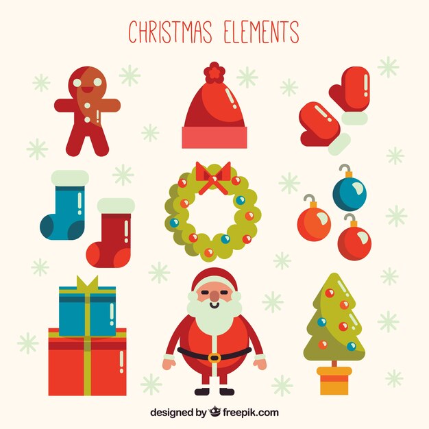 Set de ornamentos bonitos en diseño plano