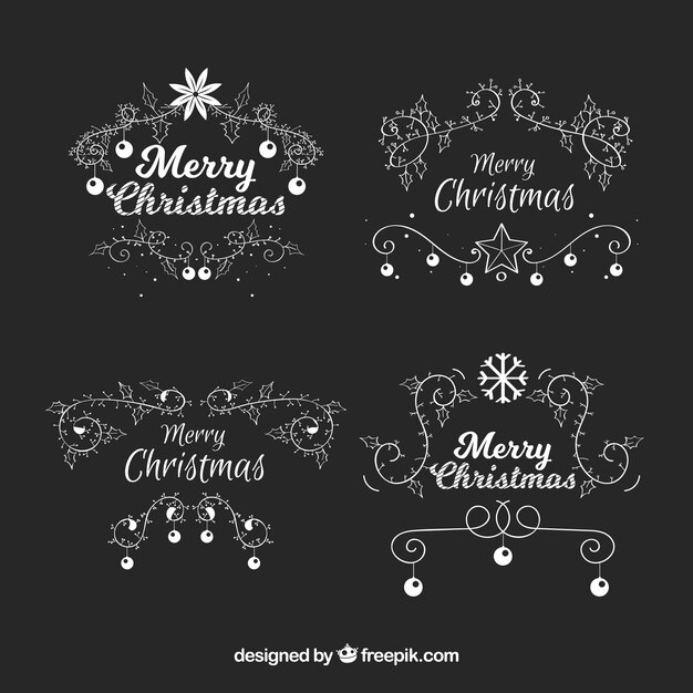 Set de ornamentos caligráficos de navidad