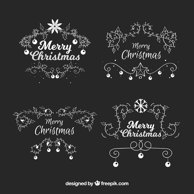 Set de ornamentos caligráficos navideños