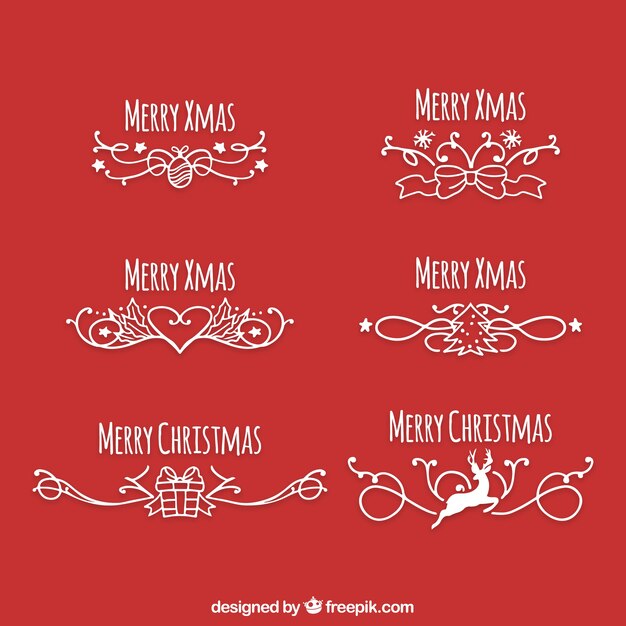 Set de ornamentos caligráficos navideños
