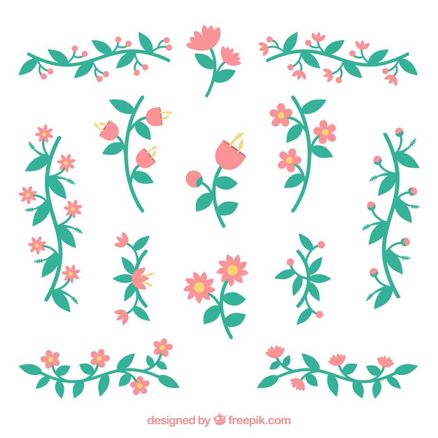 Set de ornamentos florales vintage 