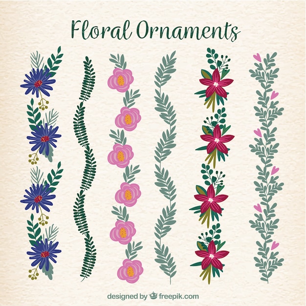 Vector gratuito set de ornamentos florales vintage