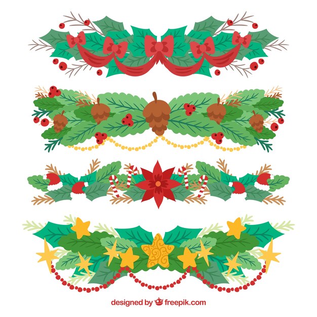 Set de ornamentos de navidad dibujados a mano